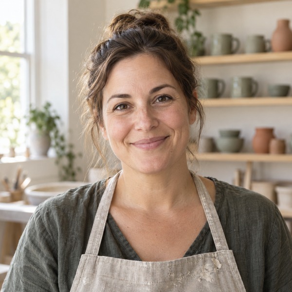 Maya Reyes in her pottery studio