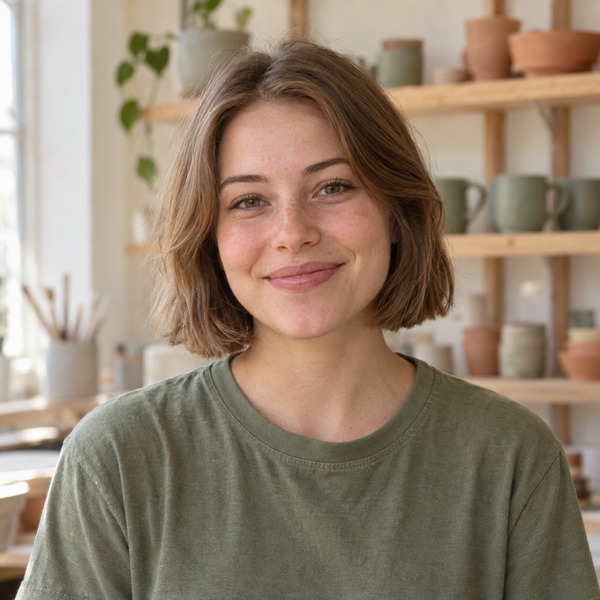 Sam Ortiz in the pottery studio